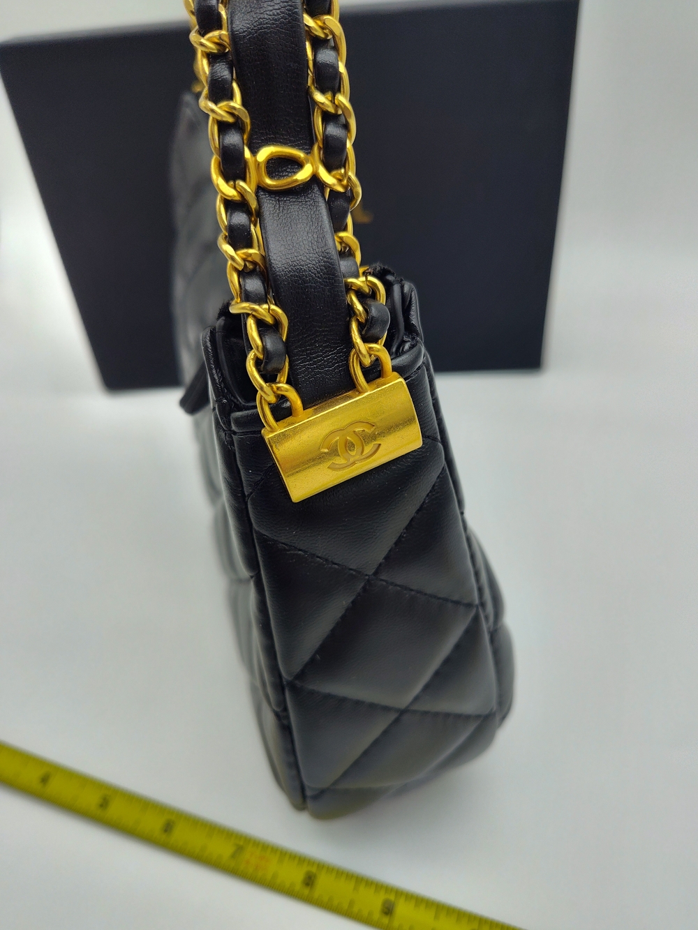 CHANEL Makeup Quilted Chain Shoulder Pouch Black Gold Vanity Bag GWP - Picture 12 of 15
